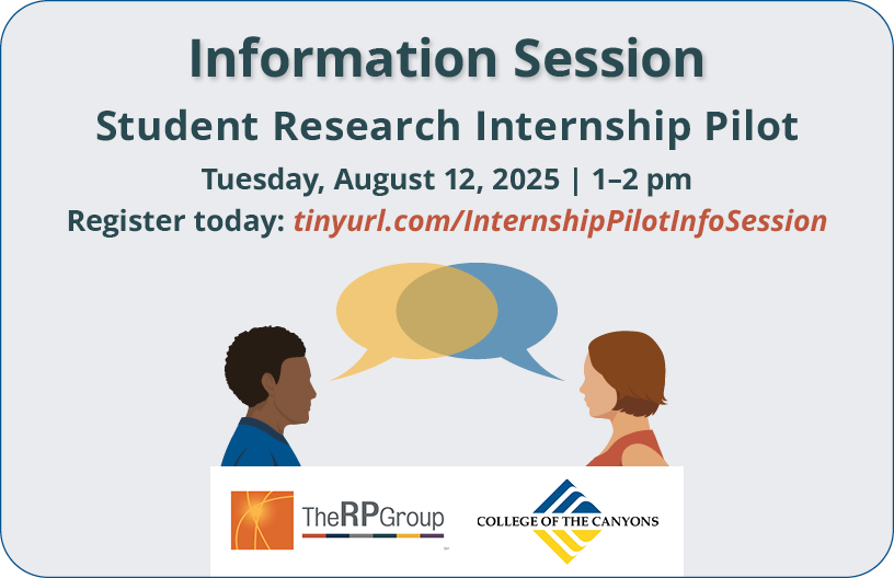 RP Group Webinar. Student Research Internship Pilot Information Session, Tuesday, August 12, 2025|1-2pm